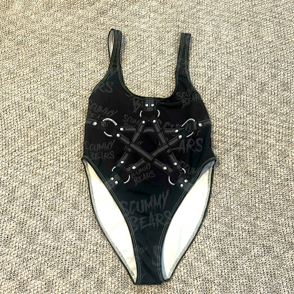 Scummy Bears “Goth AF” High Waisted Bodysuit